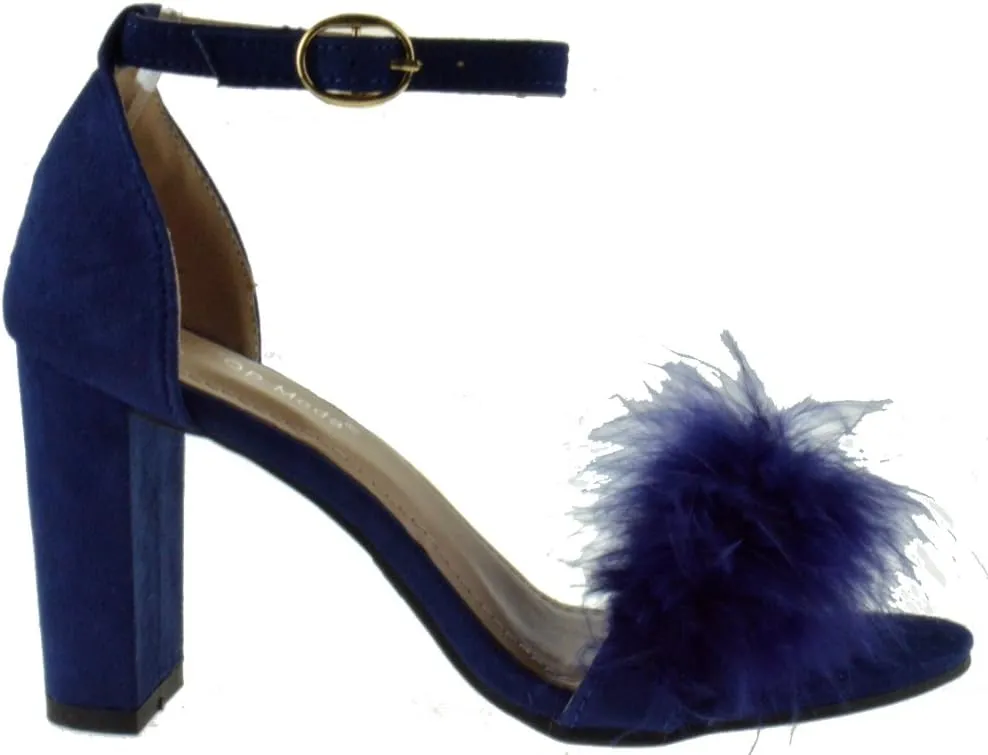 TOP Moda Konner 30 Womens Feather Chunky Heel Sandals