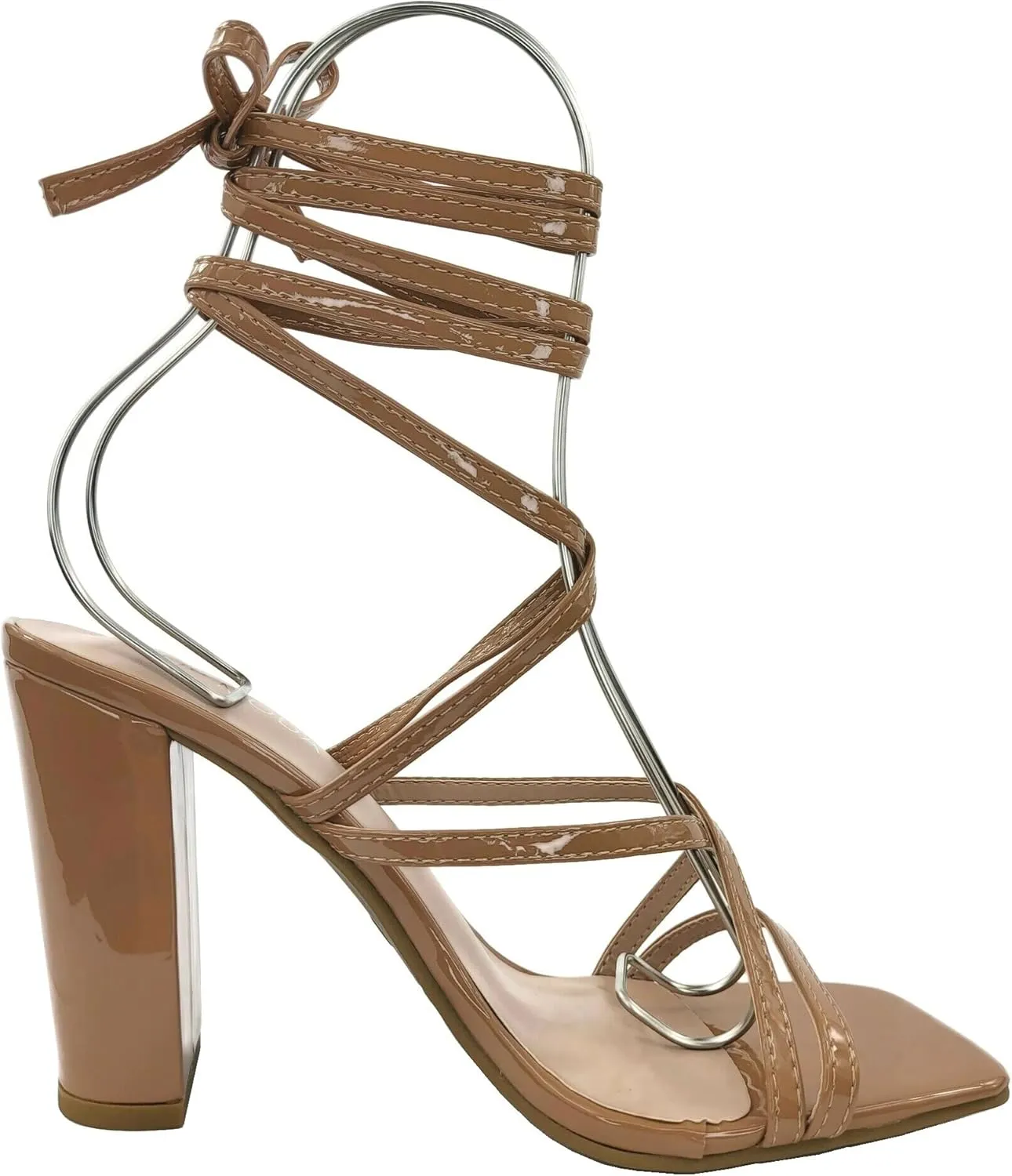 TOP Moda Womens Lace Up Wrap Around Strap High Heel Sandals