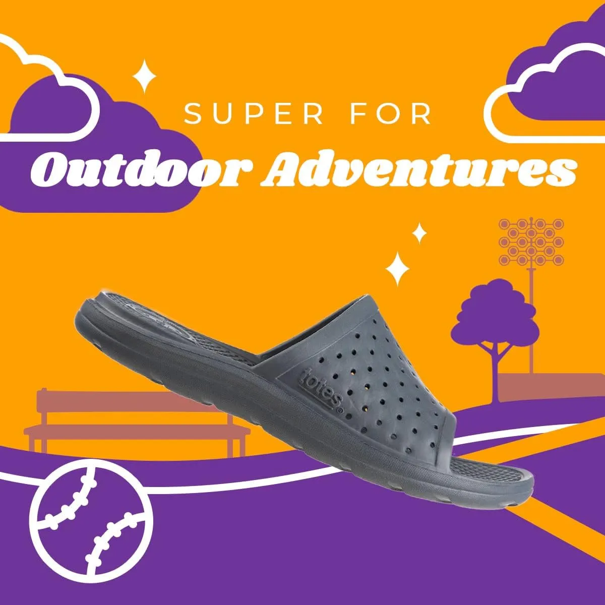 totes Kid's Everywear Ara Slide Sandal: Boy's and Girl's Vented Lightweight and Springy Design, All-Day comfort with a Flexible Waterproof Footbed, Durable Scuff Resistants, Perfect for the Summer