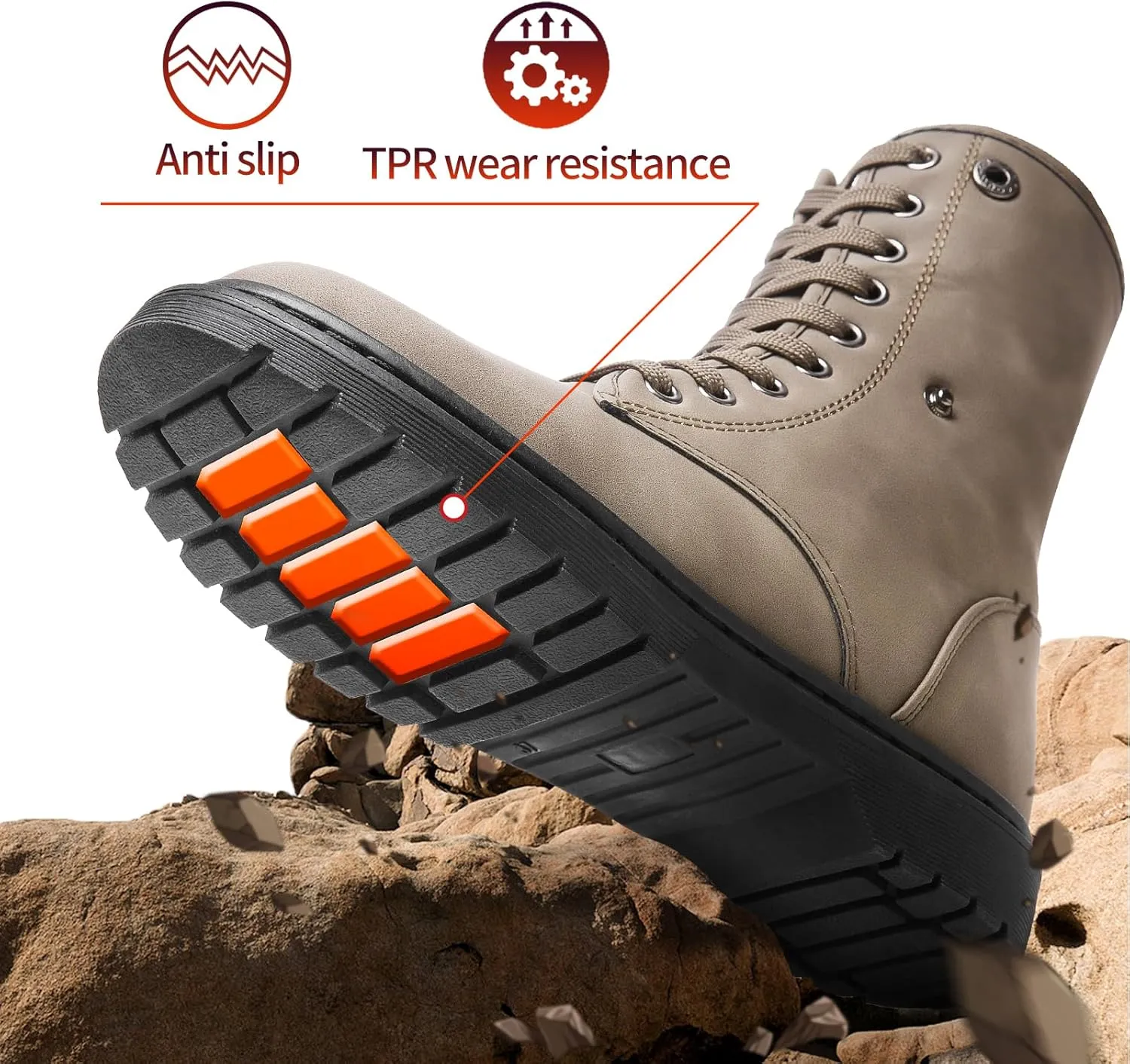 TUOPIN Women Fashion Ankle Boots, PU Lace-up Women's Combat Boots, Fleecing Warm Comfort Chelsea Anti-Slip Womens Ankle Boots