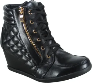 TZ 56 Womens High Top Sneakers Fashion Classic Lace Up Comfortable Wedge Walking Shoes