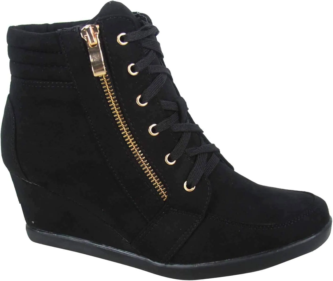 TZ 56 Womens High Top Sneakers Fashion Classic Lace Up Comfortable Wedge Walking Shoes