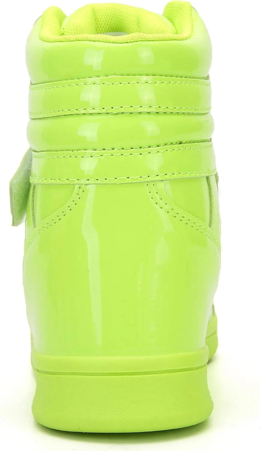 UBFEN Womens High Top Ankle Support Sneakers Vibrant Colour Hidden Wedge Heel Retro 80s Tennis Shoes for Girls Cosplay Removable Insole Backpacking Boots