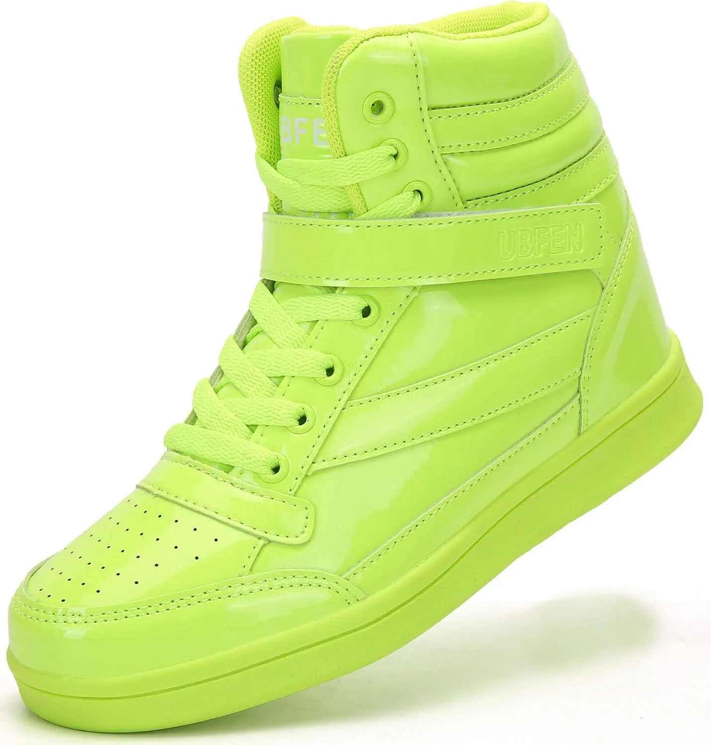 UBFEN Womens High Top Ankle Support Sneakers Vibrant Colour Hidden Wedge Heel Retro 80s Tennis Shoes for Girls Cosplay Removable Insole Backpacking Boots
