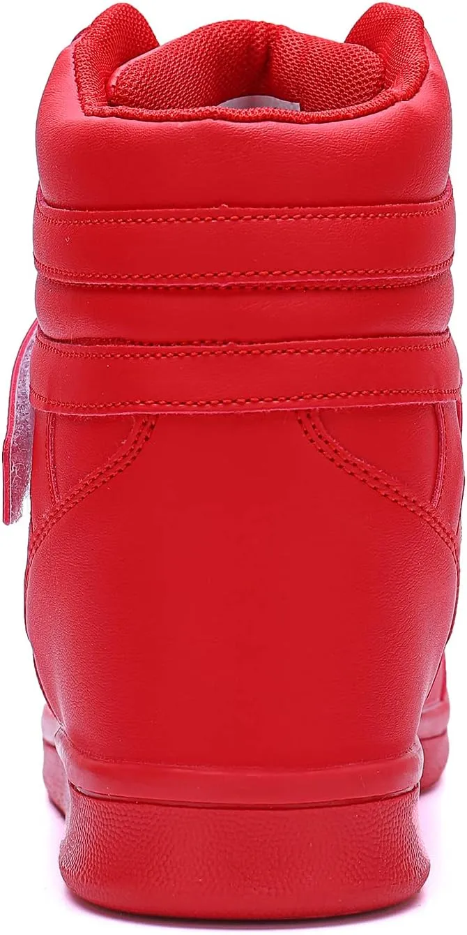 UBFEN Womens High Top Ankle Support Sneakers Vibrant Colour Hidden Wedge Heel Retro 80s Tennis Shoes for Girls Cosplay Removable Insole Backpacking Boots