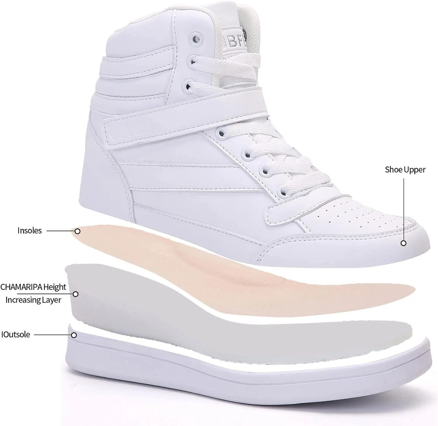 UBFEN Womens High Top Ankle Support Sneakers Vibrant Colour Hidden Wedge Heel Retro 80s Tennis Shoes for Girls Cosplay Removable Insole Backpacking Boots
