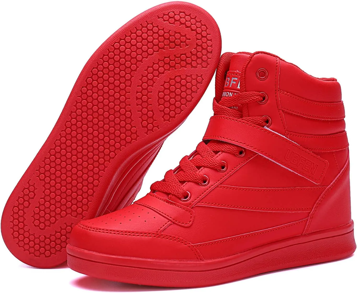 UBFEN Womens High Top Ankle Support Sneakers Vibrant Colour Hidden Wedge Heel Retro 80s Tennis Shoes for Girls Cosplay Removable Insole Backpacking Boots