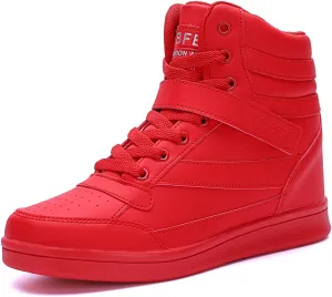 UBFEN Womens High Top Ankle Support Sneakers Vibrant Colour Hidden Wedge Heel Retro 80s Tennis Shoes for Girls Cosplay Removable Insole Backpacking Boots