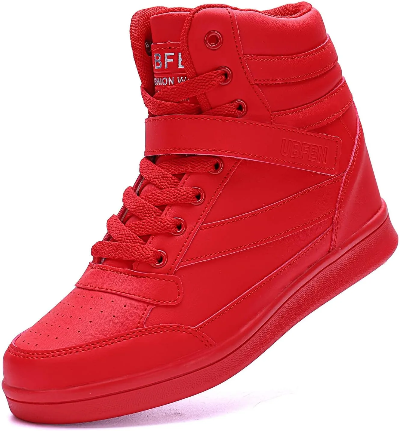 UBFEN Womens High Top Ankle Support Sneakers Vibrant Colour Hidden Wedge Heel Retro 80s Tennis Shoes for Girls Cosplay Removable Insole Backpacking Boots