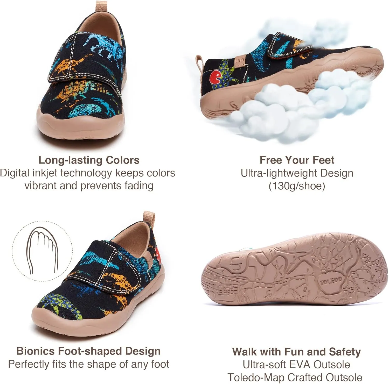 UIN Kid's Casual Slip-on Canvas Loafers Boys Girls Shoes Fashion Sneakers Funny Painted Travel Shoes