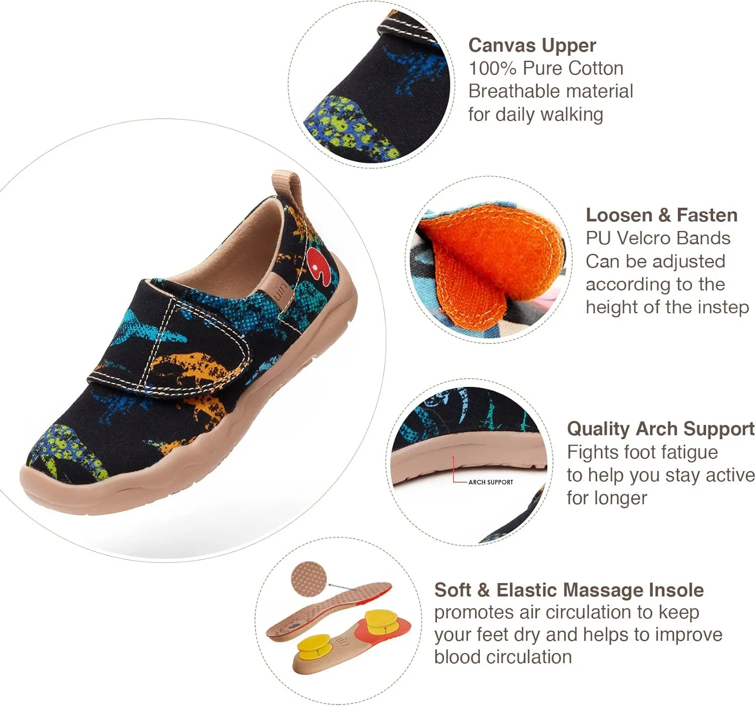 UIN Kid's Casual Slip-on Canvas Loafers Boys Girls Shoes Fashion Sneakers Funny Painted Travel Shoes