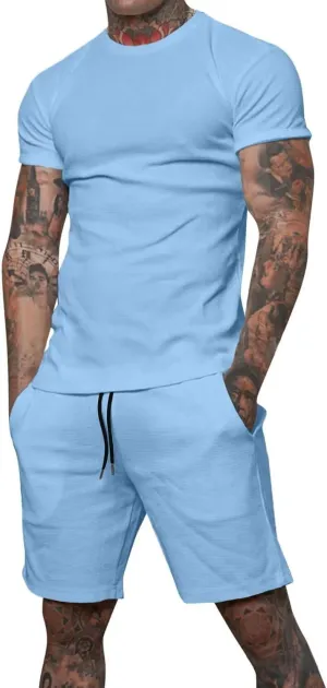 Uni Clau Mens Short Sets 2 Piece Outfits Fashion Summer Tracksuits Casual Shirt and Shorts Set