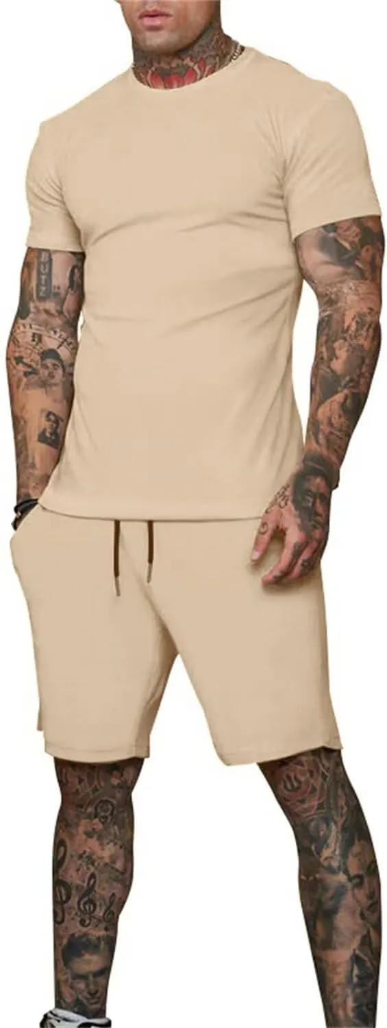 Uni Clau Mens Short Sets 2 Piece Outfits Fashion Summer Tracksuits Casual Shirt and Shorts Set