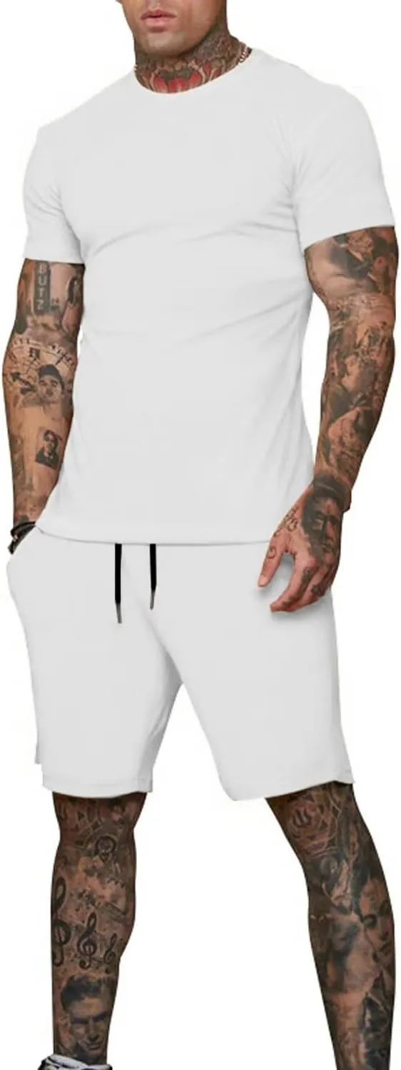 Uni Clau Mens Short Sets 2 Piece Outfits Fashion Summer Tracksuits Casual Shirt and Shorts Set