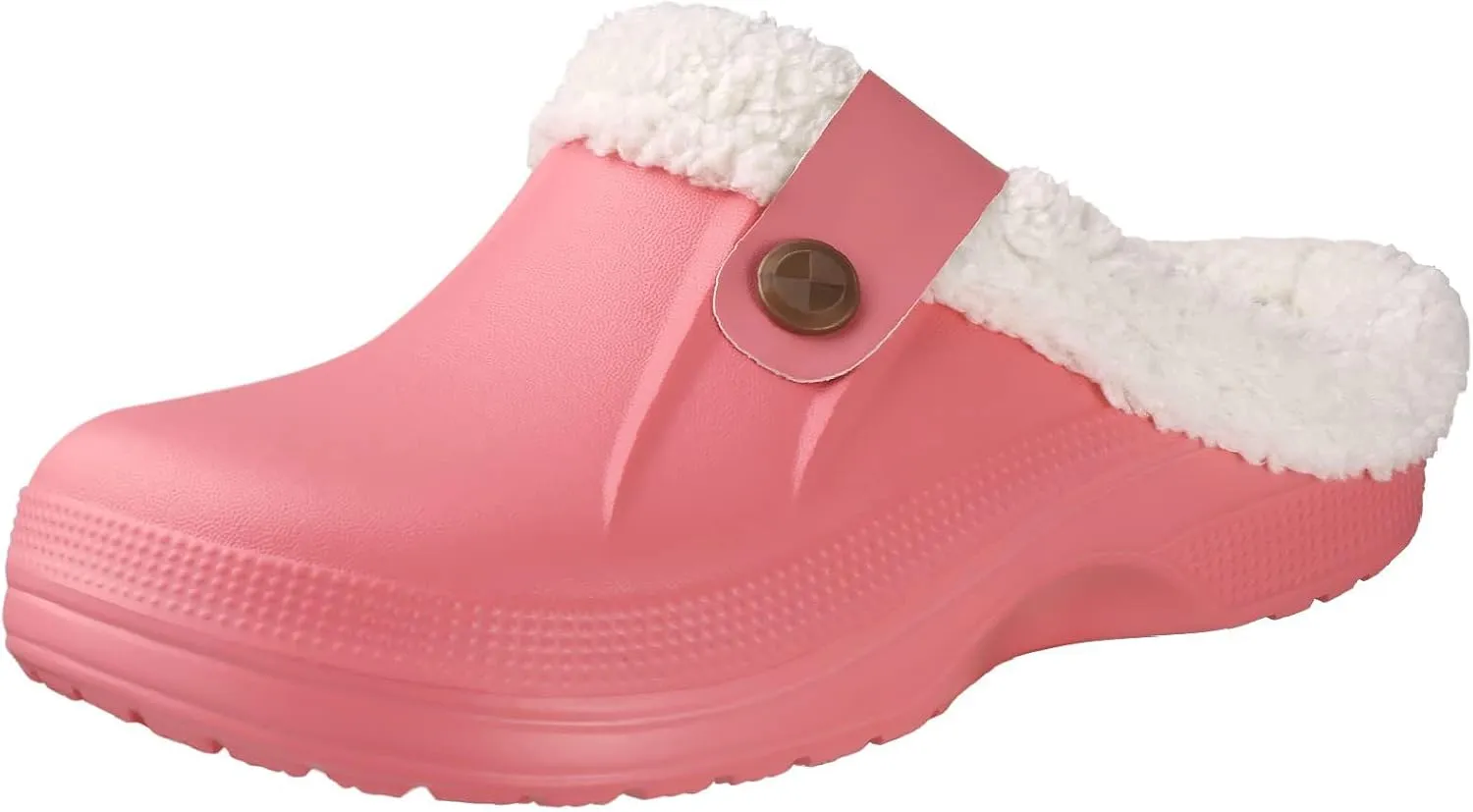 Unisex Winter Fur Lined Clogs Shoes Cushioned Fleece Clogs Indoor Outdoor Fuzzy Slippers Comfy Memory Foam Fluffy Lined Clogs Garden Waterproof Mules