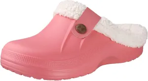 Unisex Winter Fur Lined Clogs Shoes Cushioned Fleece Clogs Indoor Outdoor Fuzzy Slippers Comfy Memory Foam Fluffy Lined Clogs Garden Waterproof Mules