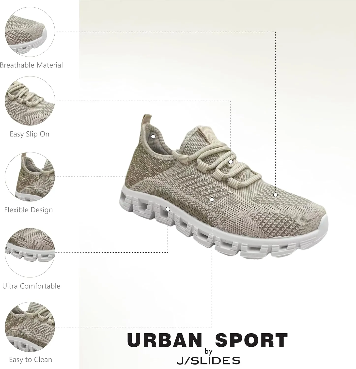Urban Sport by J/Slides Cooper Women’s Athleisure Sneaker | Lightweight Casual Walking Shoes | All-Day Comfort Sneakers
