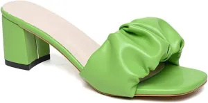URLECHS Women's Open Toe Square Chunky High Heel Sandals,Lightweight Comfortable Slip On Mule Sandals Casual Fashion Dress Pumps