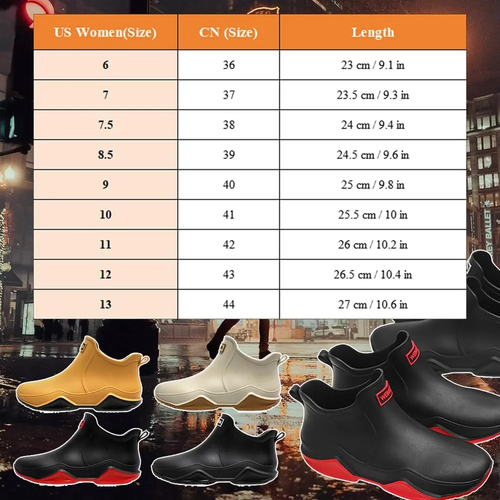 Utrum Zemure Rainies, Waterproof Non-Slip Rain Boots for Outdoor, Trendy Short Rain Boots for Women Men, Anti-Slipping Fishing Garden Mud Rubber Boots for Wide Width(Beige,11/42)