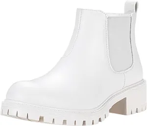 Vepose Women's 9625 Chelsea Ankle Boots, Chunky Low Heel Pull-on Booties with Elastic and Lug Sole