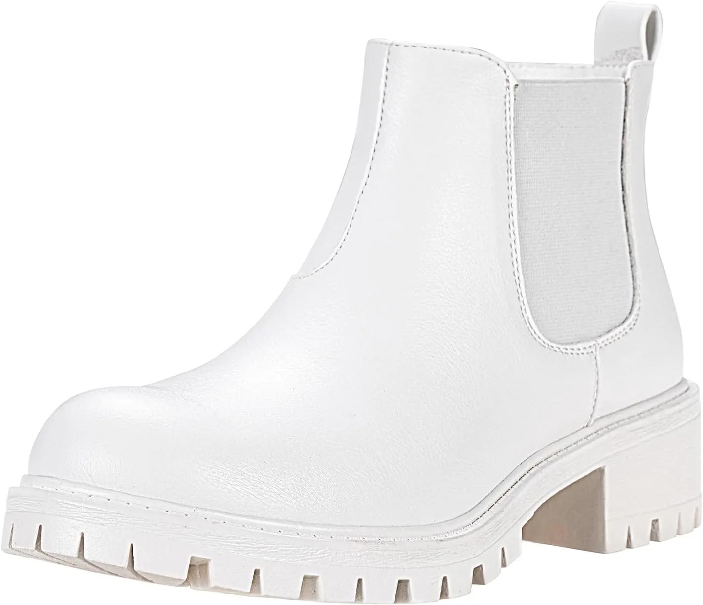 Vepose Women's 9625 Chelsea Ankle Boots, Chunky Low Heel Pull-on Booties with Elastic and Lug Sole