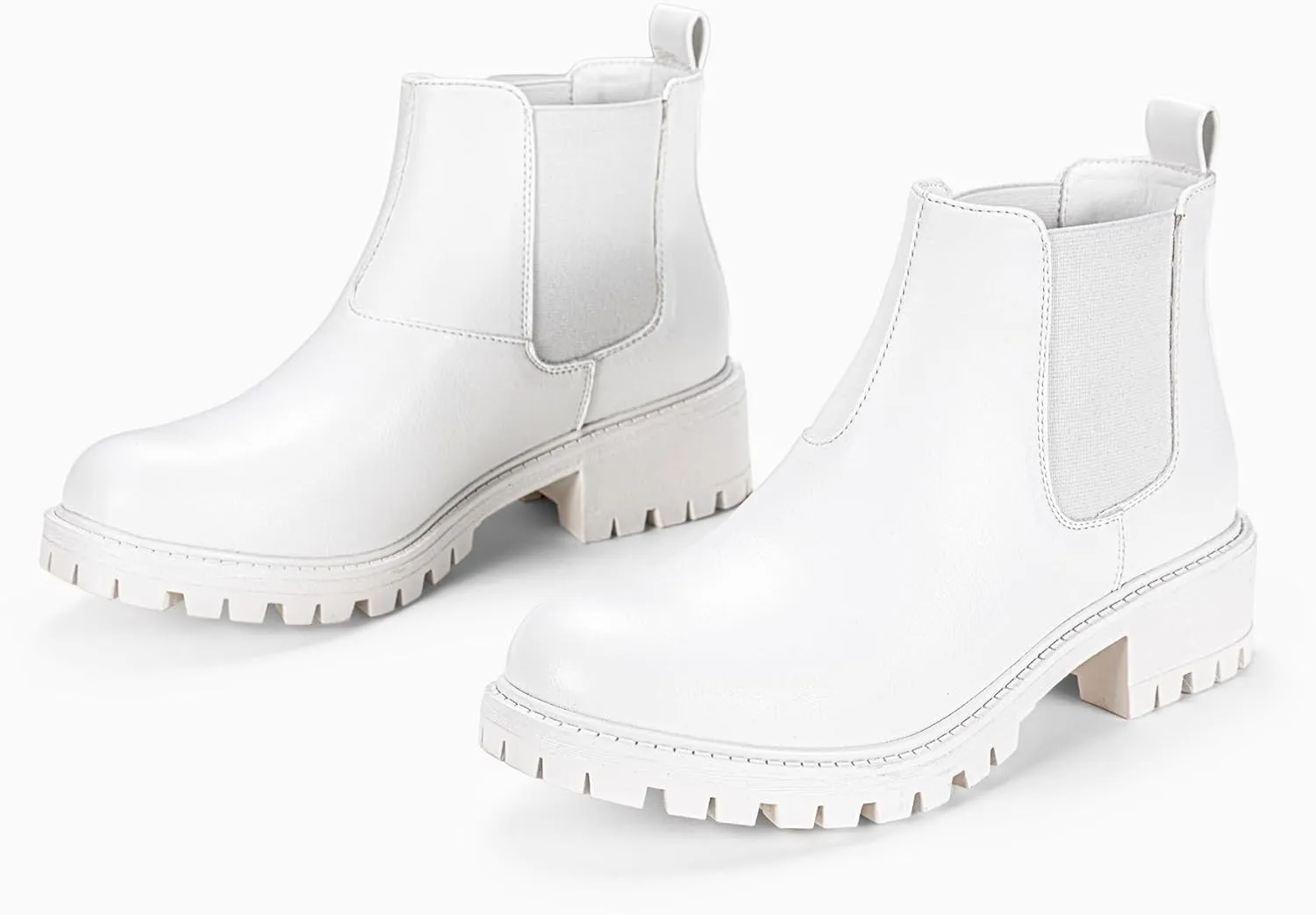 Vepose Women's 9625 Chelsea Ankle Boots, Chunky Low Heel Pull-on Booties with Elastic and Lug Sole