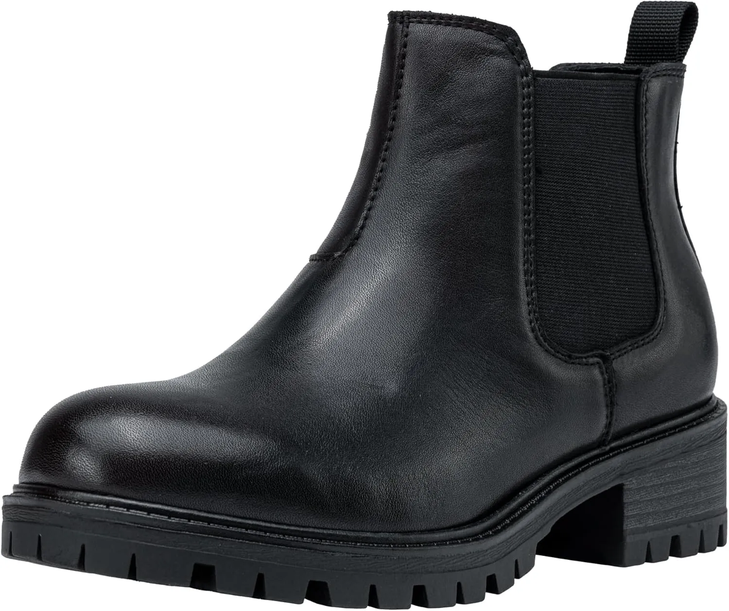 Vepose Women's 9625 Chelsea Ankle Boots, Chunky Low Heel Pull-on Booties with Elastic and Lug Sole