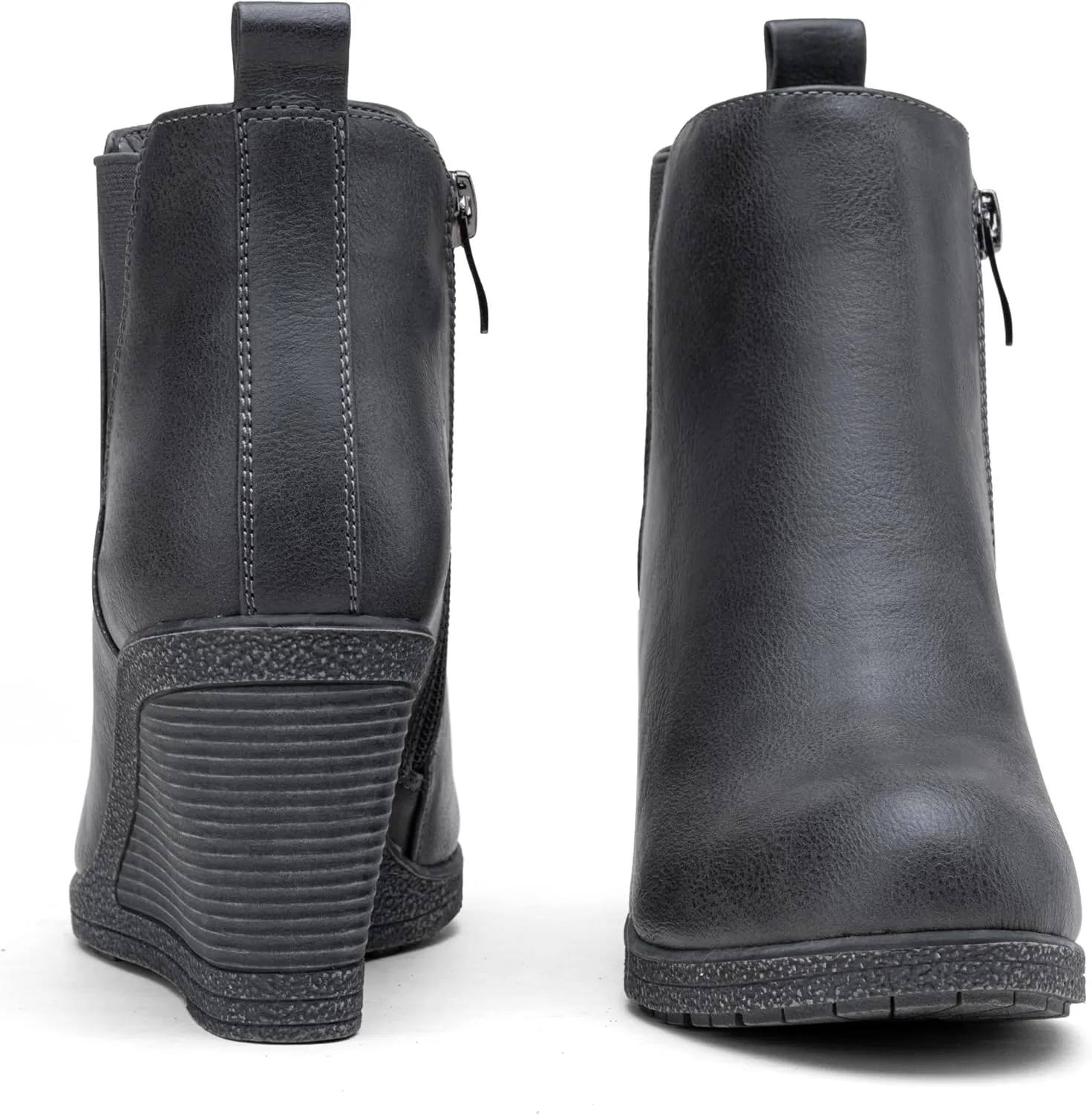 Vepose Women's 9679 Low Wedge Boots, Comfortable Ankle Booties with Inside Zipper
