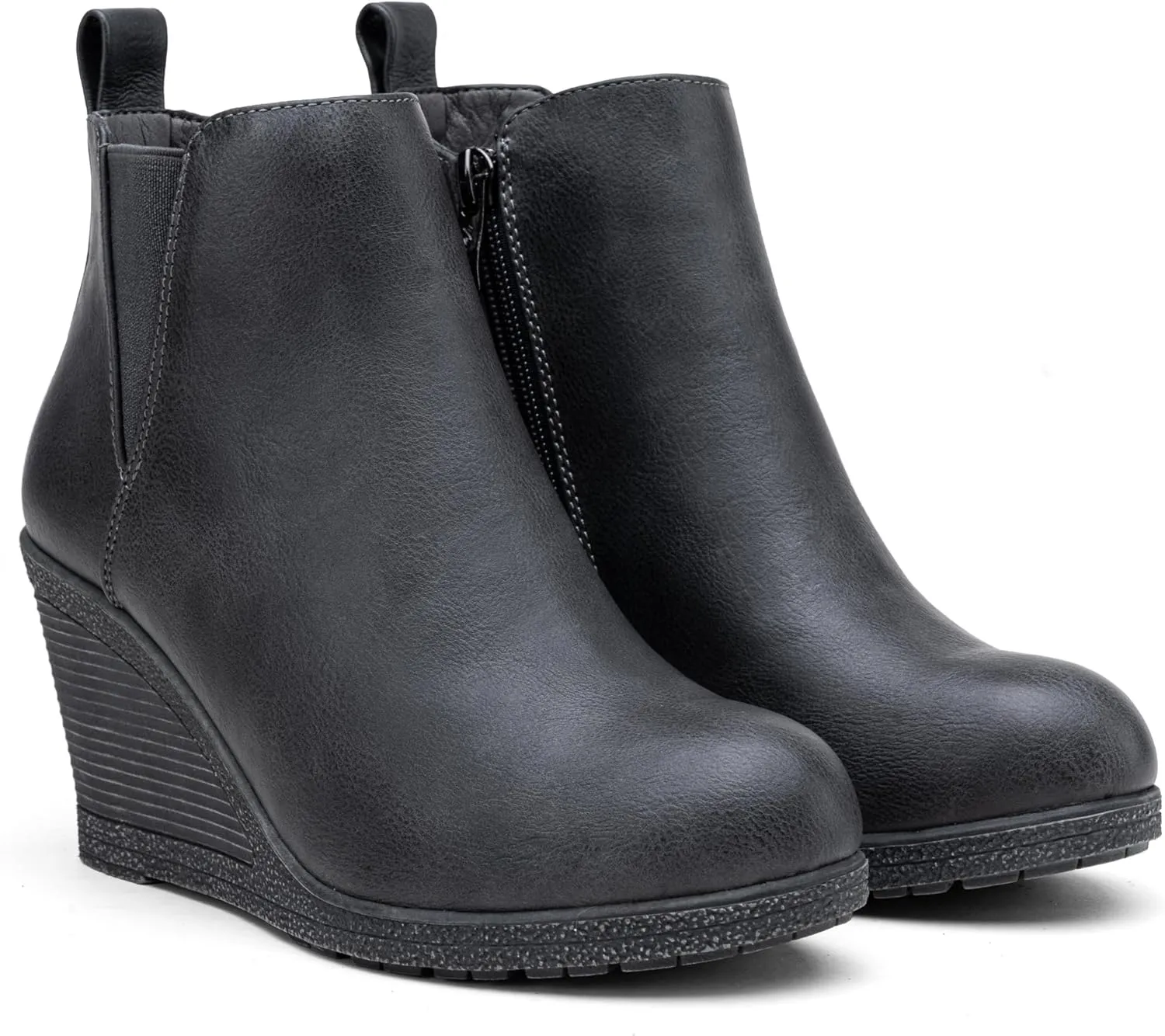 Vepose Women's 9679 Low Wedge Boots, Comfortable Ankle Booties with Inside Zipper