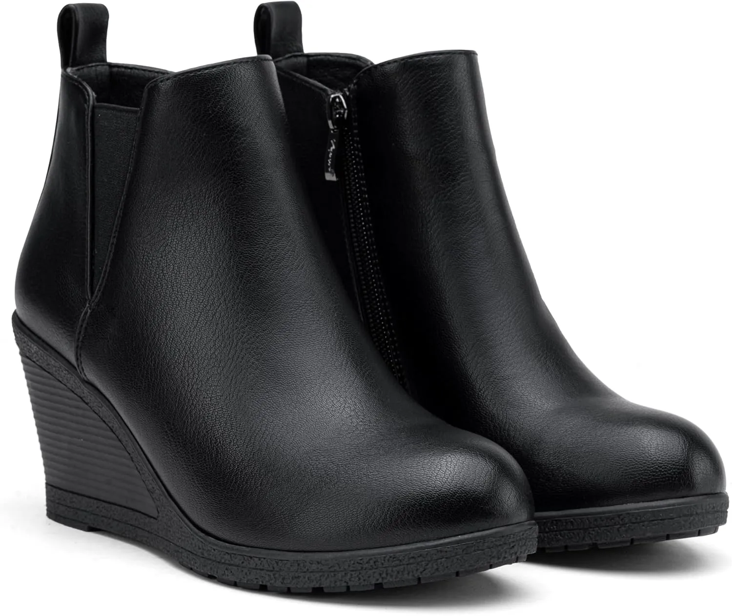 Vepose Women's 9679 Low Wedge Boots, Comfortable Ankle Booties with Inside Zipper