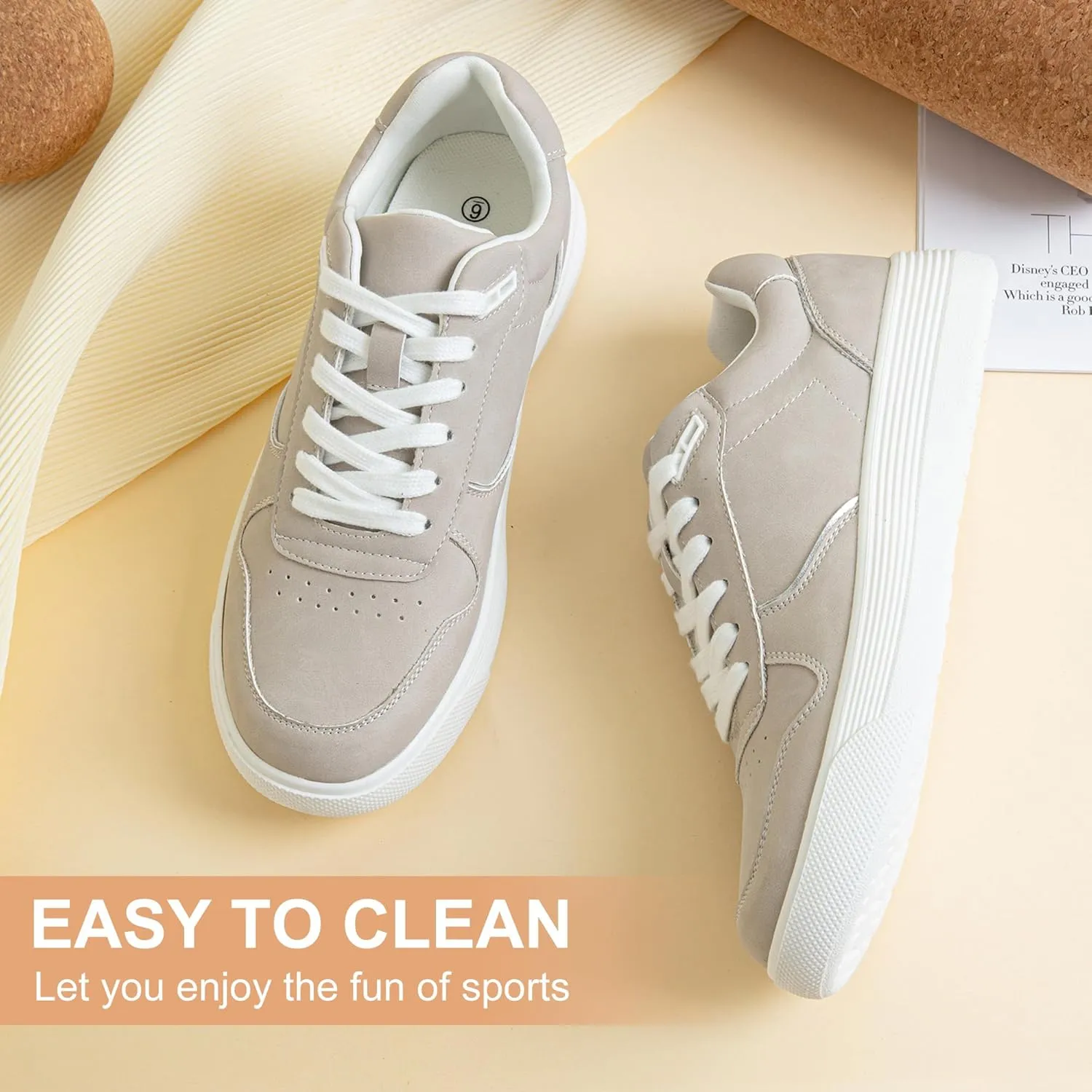 Vepose Women's Fashion Sneakers, Lace up Casual Sneakers with Arch Support, 8001 - Tennis Walking Dress Shoes for Lady