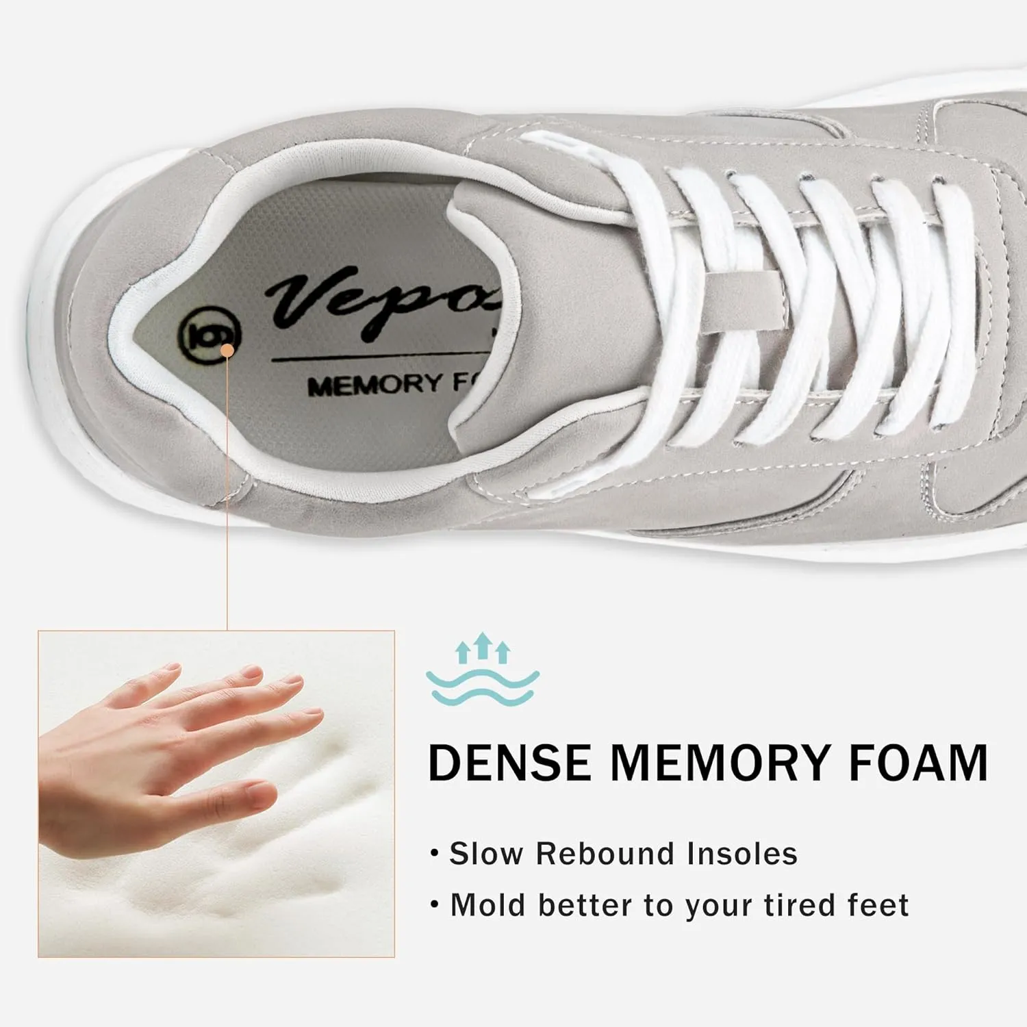 Vepose Women's Fashion Sneakers, Lace up Casual Sneakers with Arch Support, 8001 - Tennis Walking Dress Shoes for Lady