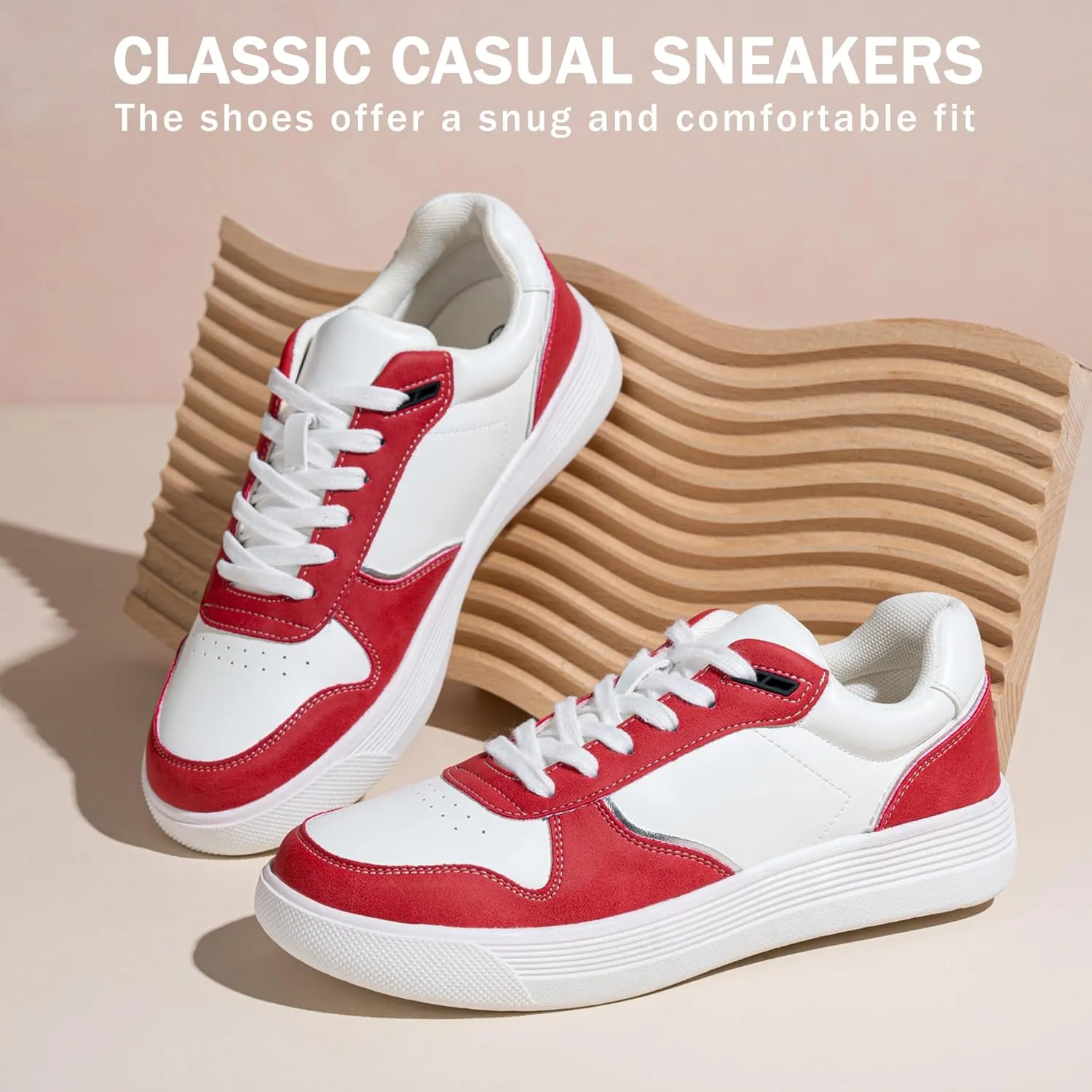 Vepose Women's Fashion Sneakers, Lace up Casual Sneakers with Arch Support, 8001 - Tennis Walking Dress Shoes for Lady