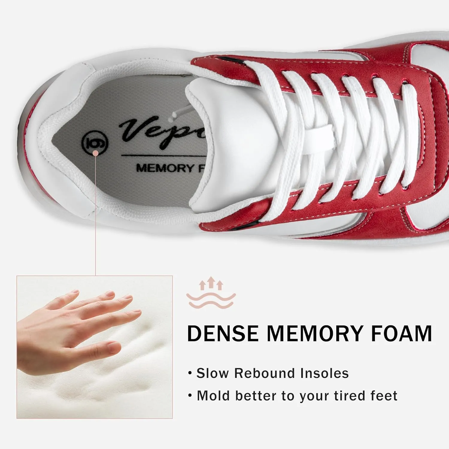 Vepose Women's Fashion Sneakers, Lace up Casual Sneakers with Arch Support, 8001 - Tennis Walking Dress Shoes for Lady