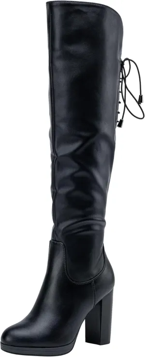 Vepose Women's Thigh High Black Over The Knee Boots, Tall Suede Knee High 996 Boot