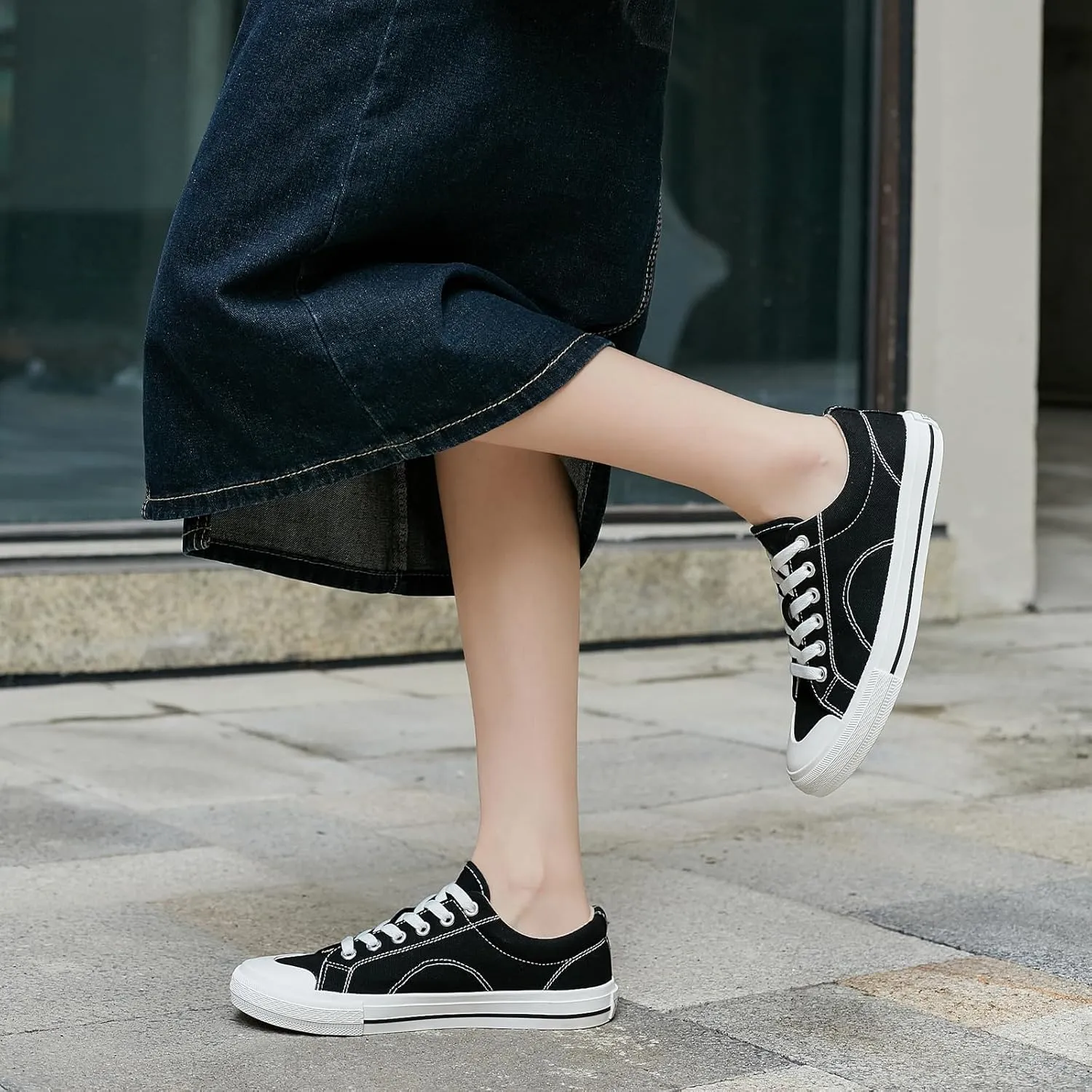 VERDASCO Womens Fashion Sneakers Casual Canvas Shoes with Thick Insole Comfort Walking Shoes Ladies Tennis Shoes