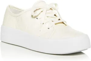 VIA SPIGA Womens Milk Beige Croc Embossed Cushioned Logo Viola Round Toe Platform Lace-Up Leather Athletic Sneakers Shoes 5 M