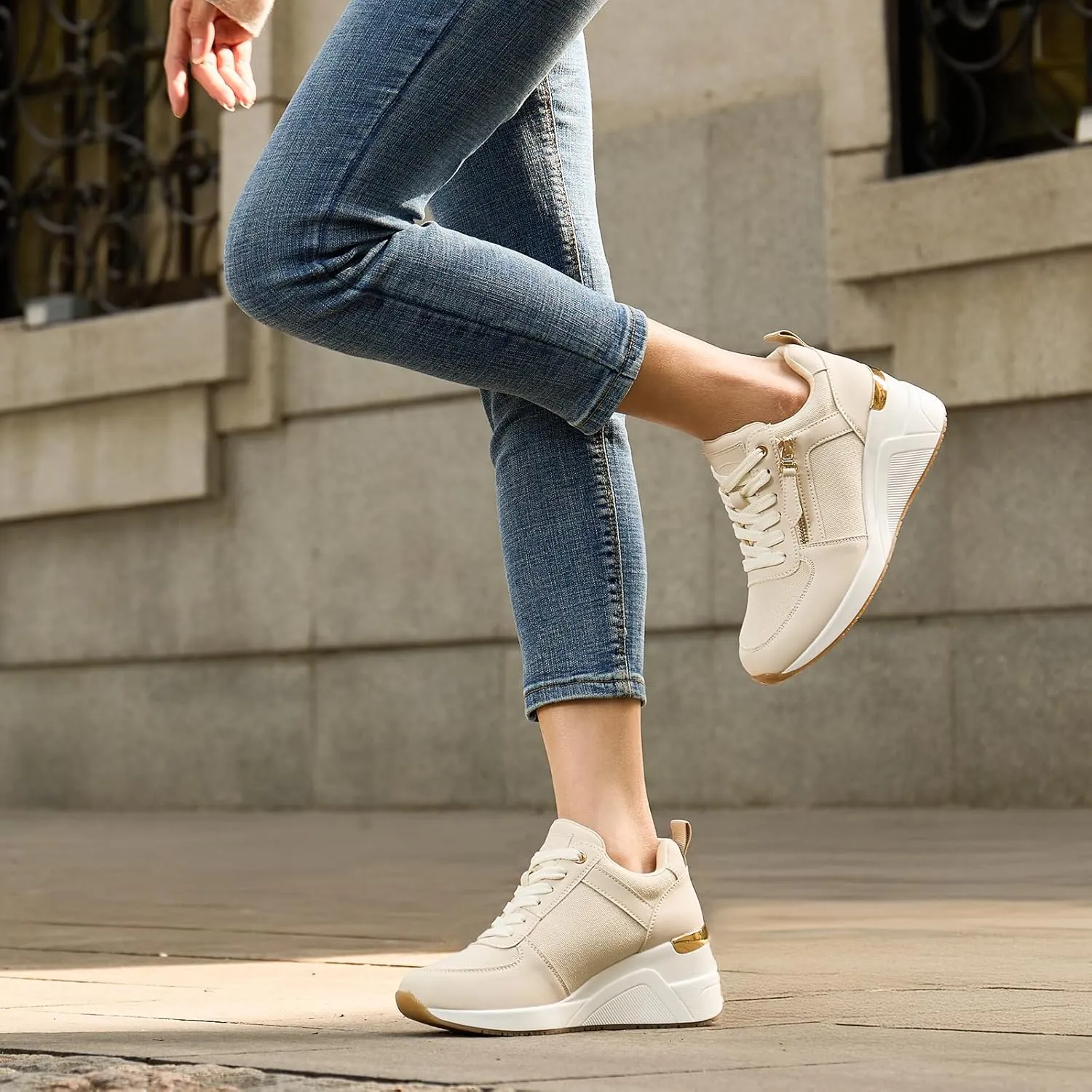 Viscozzy High Heel Wedge Sneakers for Women