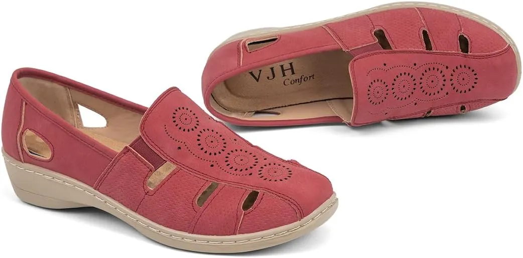 VJH confort Women’s Flat Shoes, Slip-on Round Toe Light Weight Comfort Casual Walking Shoes