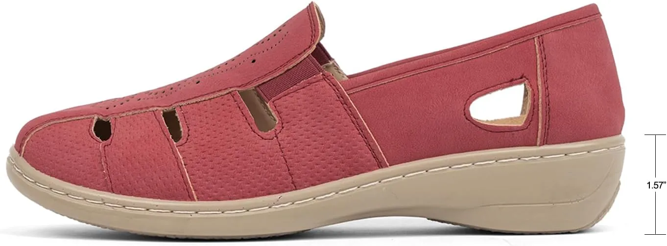 VJH confort Women’s Flat Shoes, Slip-on Round Toe Light Weight Comfort Casual Walking Shoes