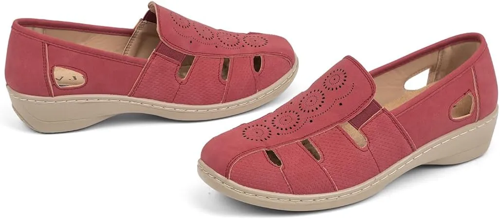 VJH confort Women’s Flat Shoes, Slip-on Round Toe Light Weight Comfort Casual Walking Shoes