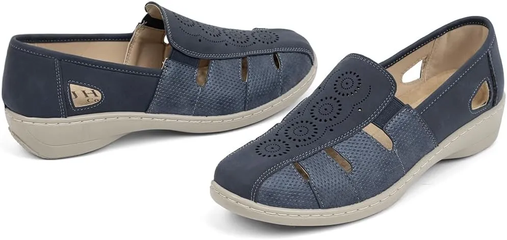 VJH confort Women’s Flat Shoes, Slip-on Round Toe Light Weight Comfort Casual Walking Shoes
