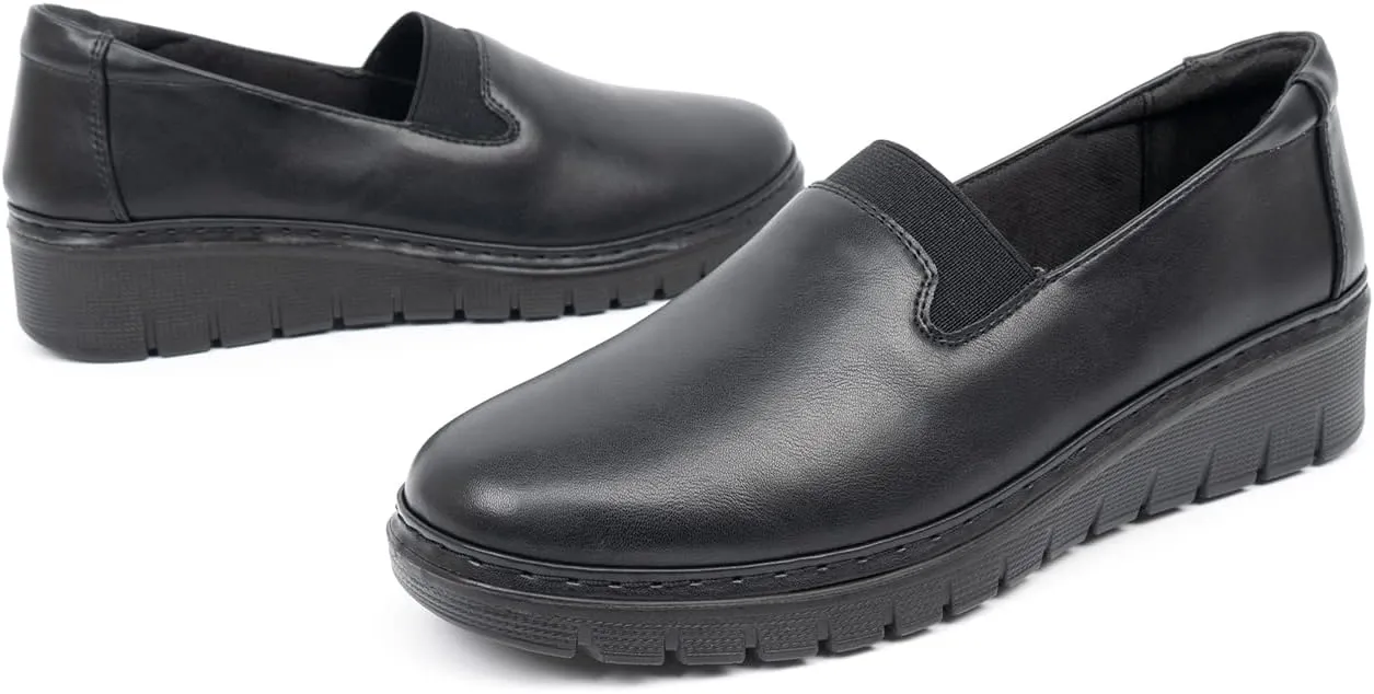 VJH confort Women’s Loafers Round Toe Slip on Comfort Arch Support Walking Shoes