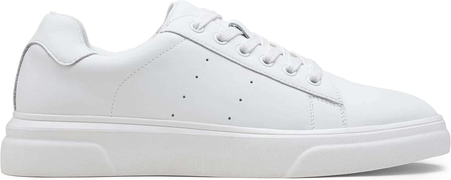 Vostey Men's Fashion Sneakers Leather White Shoes for Men Comfortable Mens Casual Shoes