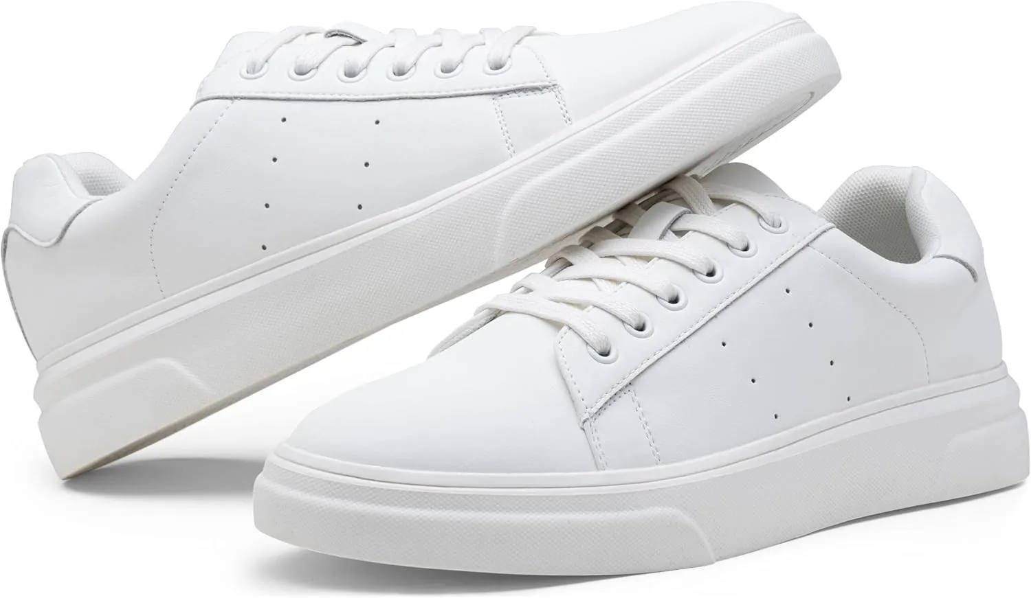 Vostey Men's Fashion Sneakers Leather White Shoes for Men Comfortable Mens Casual Shoes