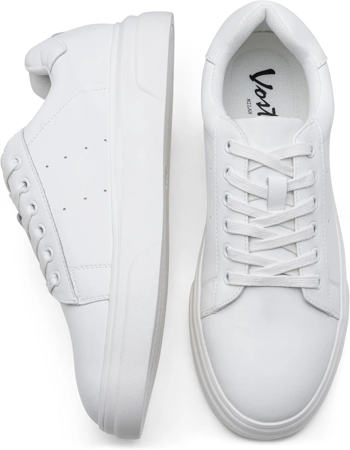 Vostey Men's Fashion Sneakers Leather White Shoes for Men Comfortable Mens Casual Shoes