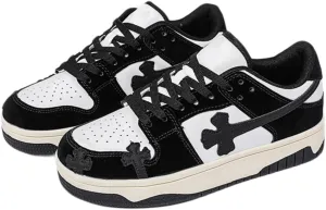 Walking Cute Sneakers for Women Comfortable Classic Black and White All-Season Retro Style Couples' Matching