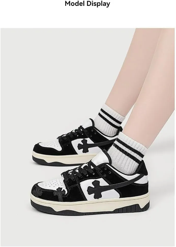 Walking Cute Sneakers for Women Comfortable Classic Black and White All-Season Retro Style Couples' Matching