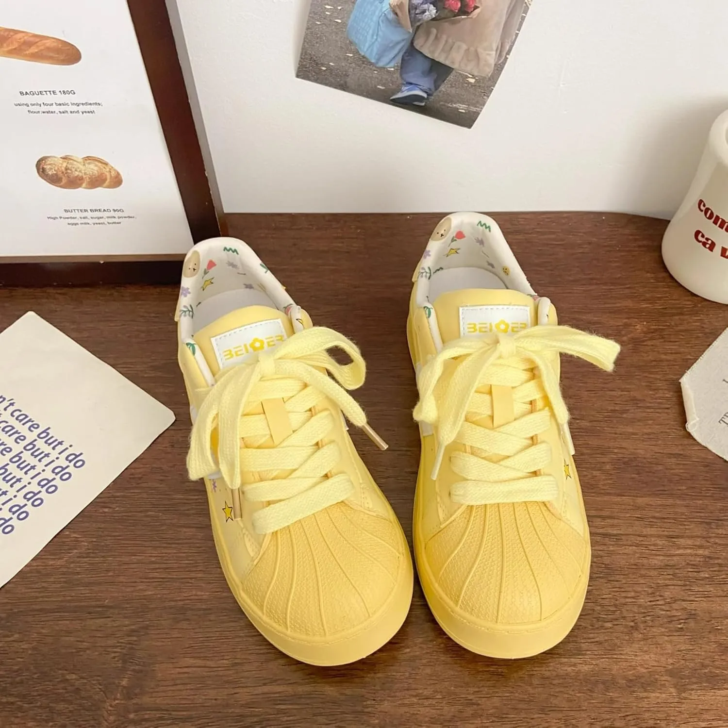 Walking Cute Sneakers for Women Shell Toe Lace Up Regular & Upgraded Versions Rubber Thick Sole Height Increase Walking Shoes