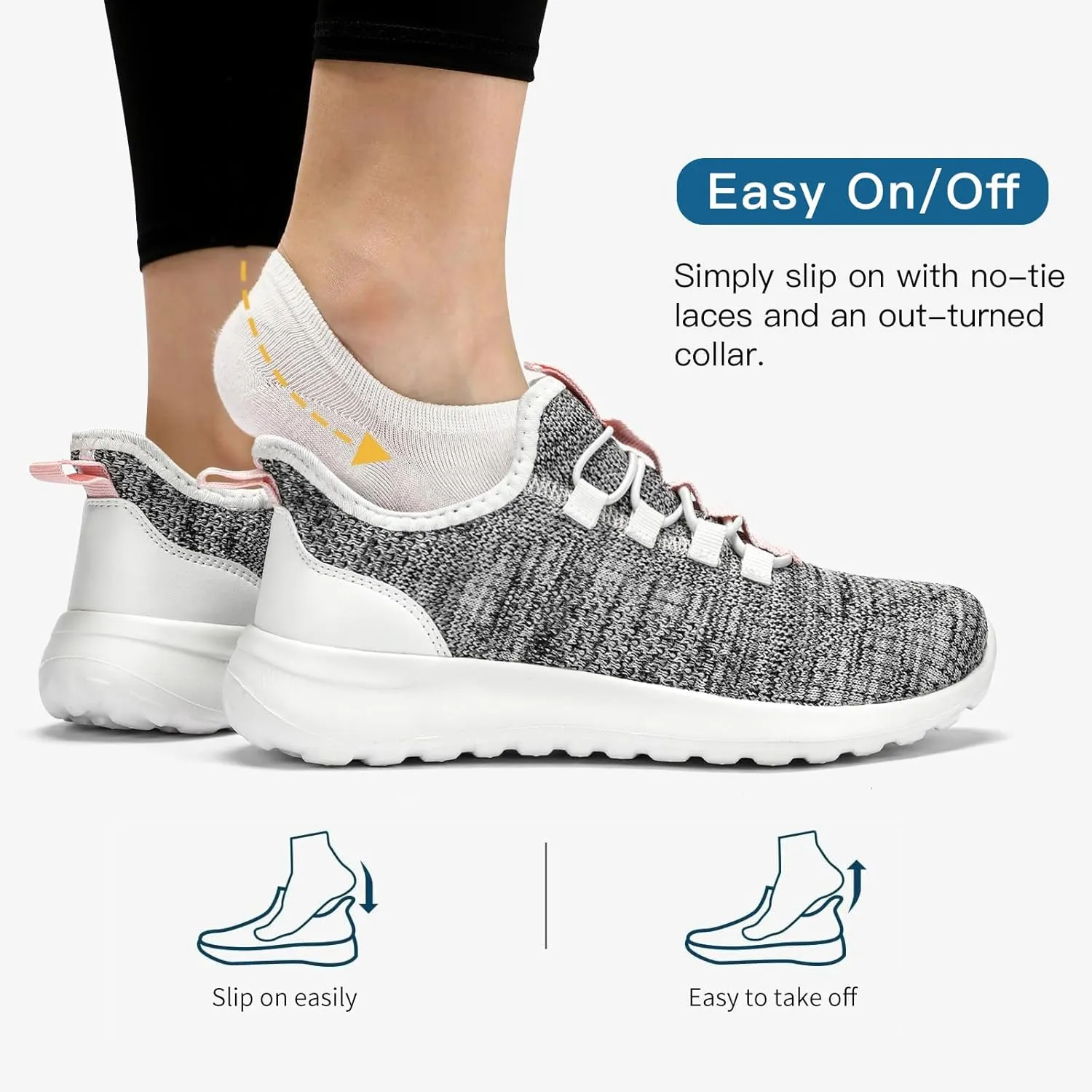 Walking Shoes Women Hands Free Slip on Sneakers with Arch Support